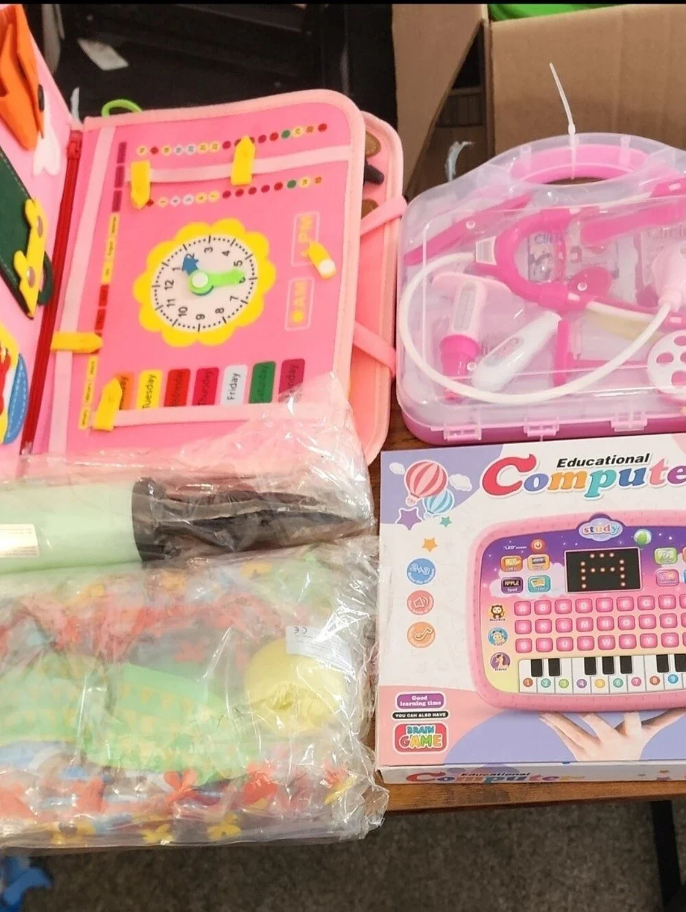Kids Pink Educational Toy Laptop and Playset